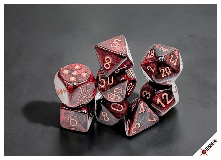 LUSTROUS 7-DICE SET POLYHEDRAL GOTHIC/COPPER (WITH BONUS DIE)