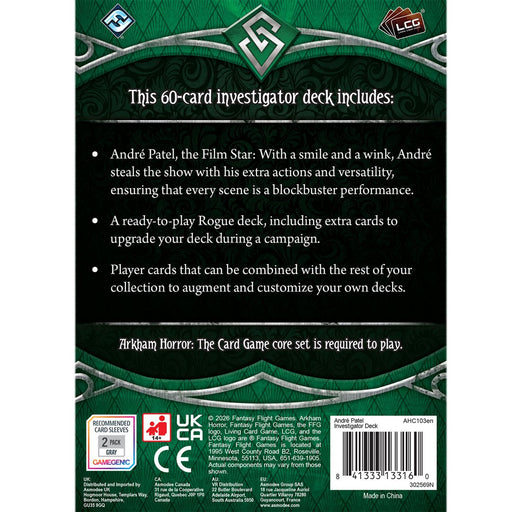 Arkham Horror LCG : Andre Patel - Investigator Deck (anglais)