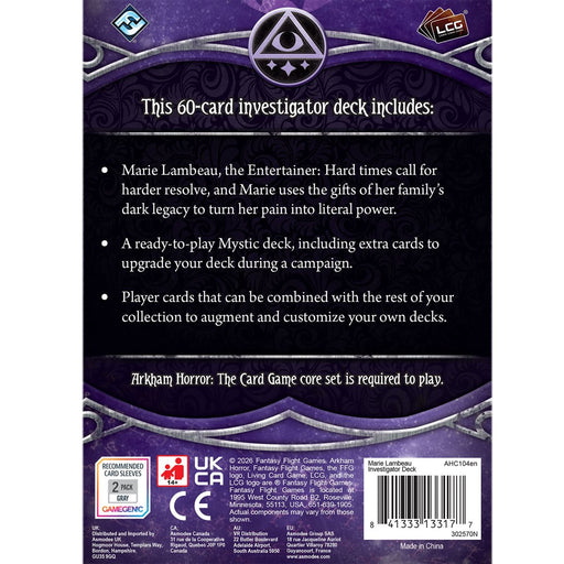 Arkham Horror LCG : Marie Lambeau - Investigator Deck (anglais)
