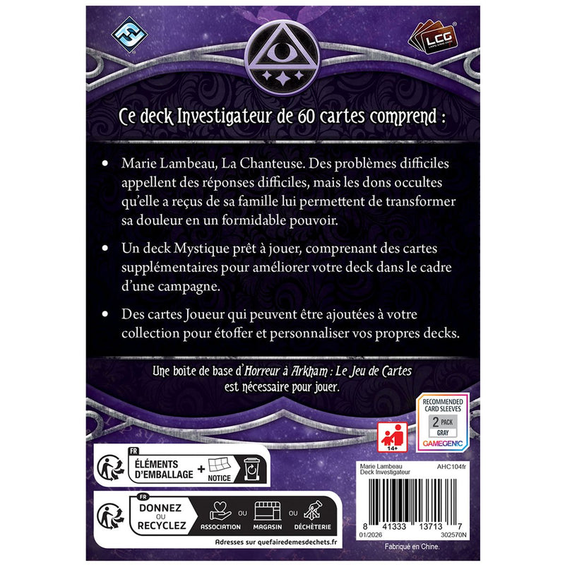 Horreur à Arkham JCE : Marie Lambeau - Paquet Investigateur (français)