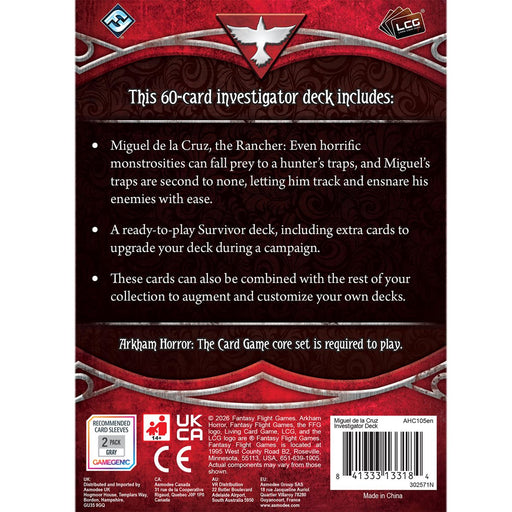 Arkham Horror LCG : Miguel de la Cruz - Investigator Deck (anglais)