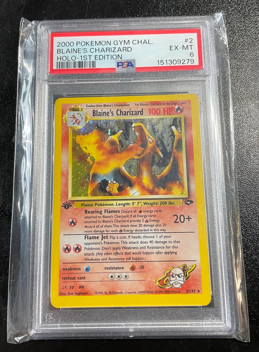 Blaine's Charizard (002/132) - GC  - Holo Rare - 1st Edition Holofoil - PSA 6