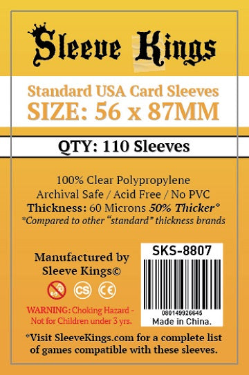 Protecteurs de cartes: Sleeve Kings "Standard USA" 56mm x 87mm - Paquet de 110