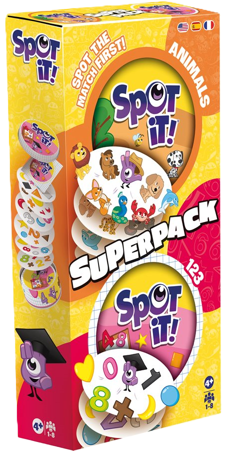 Spot it! / Dobble: Super animal pack and 1.2.3 (Multilingual)