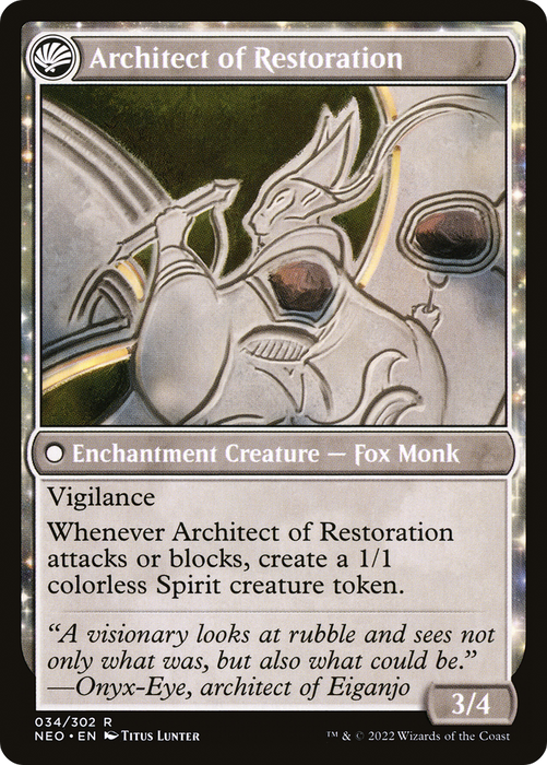 The Restoration of Eiganjo // Architect of Restoration (NEO-034) - rare: (fandfc, enchantment) - Foil
