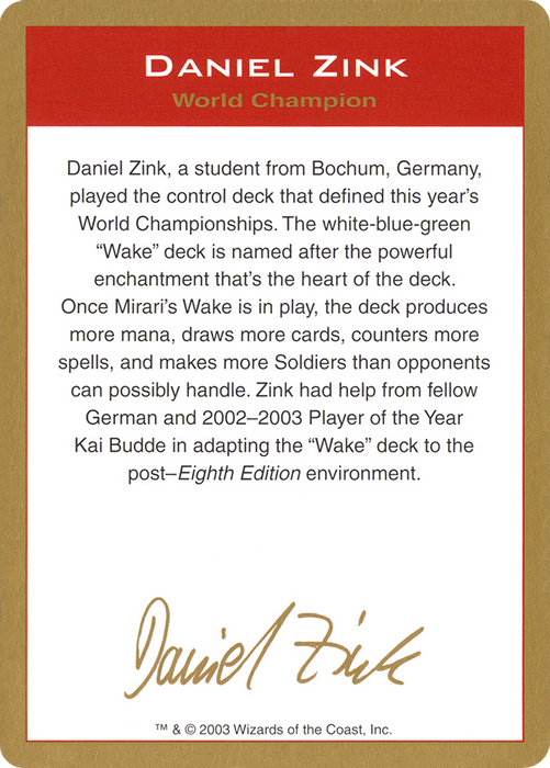 Daniel Zink Bio (WCD-DZ0A) - common