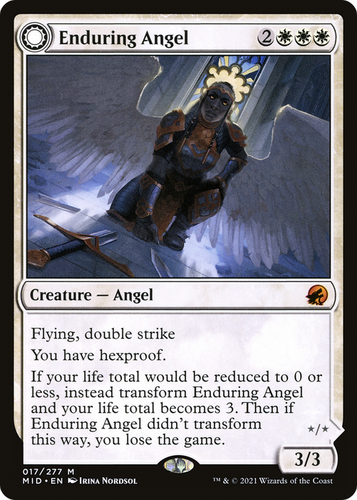 Enduring Angel // Angelic Enforcer (MID-017) - mythic: (Double Faced Transform)