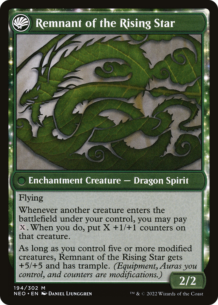 Jugan Defends the Temple // Remnant of the Rising Star (NEO-194) - mythic: (fandfc, enchantment)