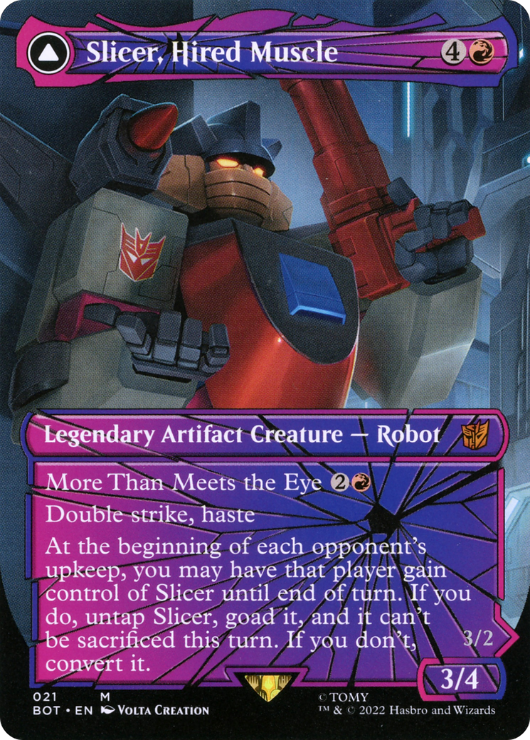 Slicer, Hired Muscle // Slicer, High-Speed Antagonist (BOT-021) - mythic: (shatteredglass, convertdfc) (Borderless)