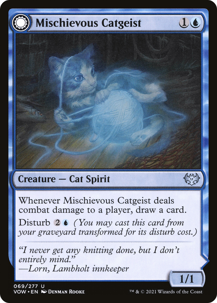 Mischievous Catgeist // Catlike Curiosity (VOW-069) - uncommon: (Double Faced Transform) - Foil