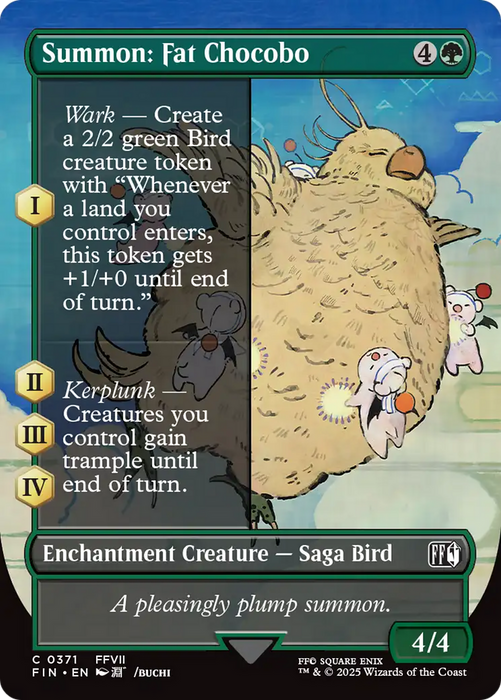 Summon: Fat Chocobo (FIN-371) - common: (enchantment) (Borderless) - Foil