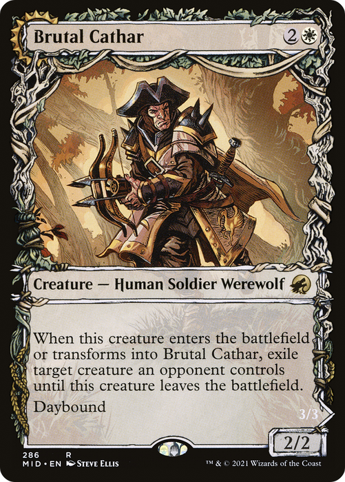 Brutal Cathar // Moonrage Brute (MID-286) - rare: (Showcase, Double Faced Transform) - Foil