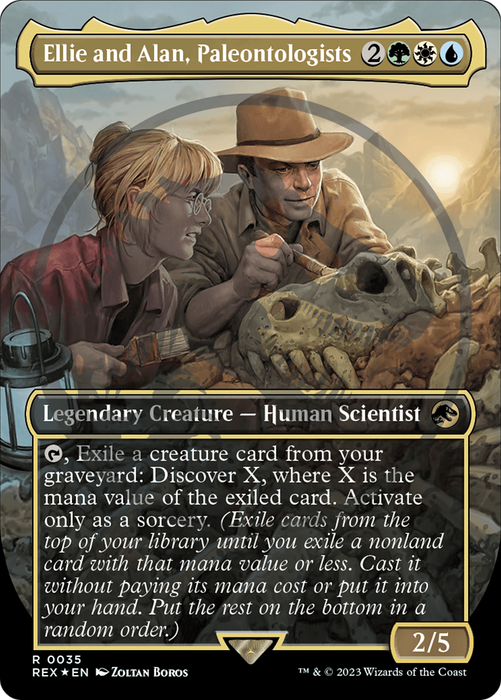 Ellie and Alan, Paleontologists (REX-035) - rare (Borderless) - Foil