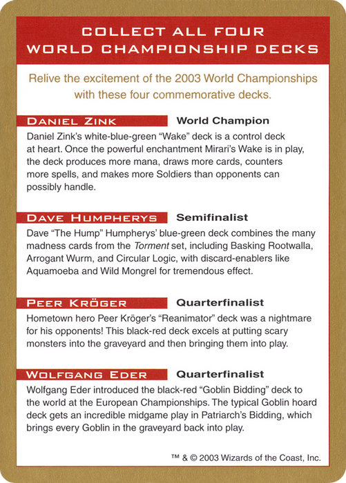 2003 World Championships Ad (WCD-000) - common