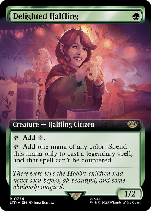 Delighted Halfling (LTR-774) - rare: (Extended Art) - Foil