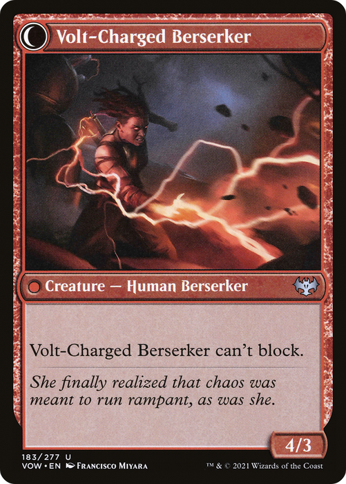 Voltaic Visionary // Volt-Charged Berserker (VOW-183) - uncommon: (Double Faced Transform) - Foil