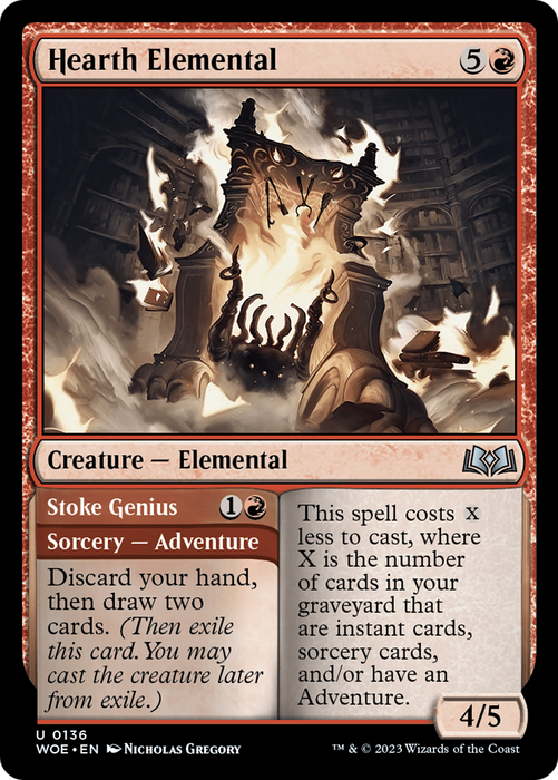 Hearth Elemental // Stoke Genius (WOE-136) - uncommon