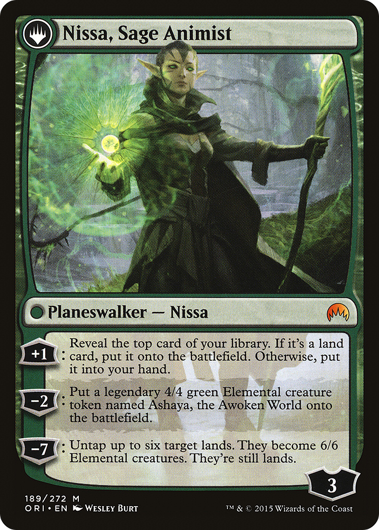 Nissa, Vastwood Seer // Nissa, Sage Animist (LIST-ORI-189) - mythic: (originpwdfc)