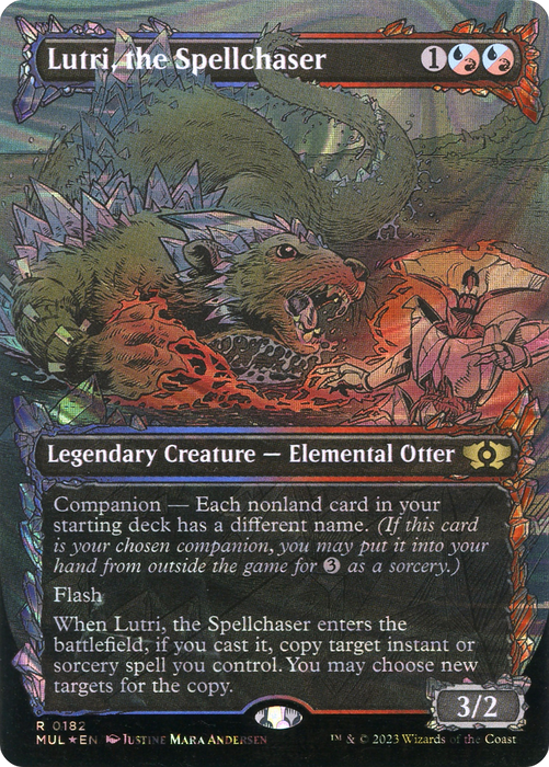 Lutri, the Spellchaser (MUL-182) - rare: (Showcase) (Borderless) - Foil