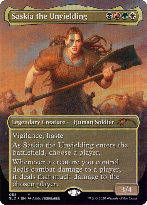 Saskia the Unyielding (SLD-055) - mythic (Borderless) - Foil