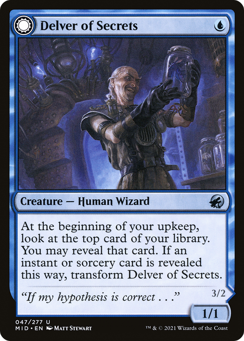 Delver of Secrets // Insectile Aberration (MID-047) - uncommon: (Double Faced Transform)
