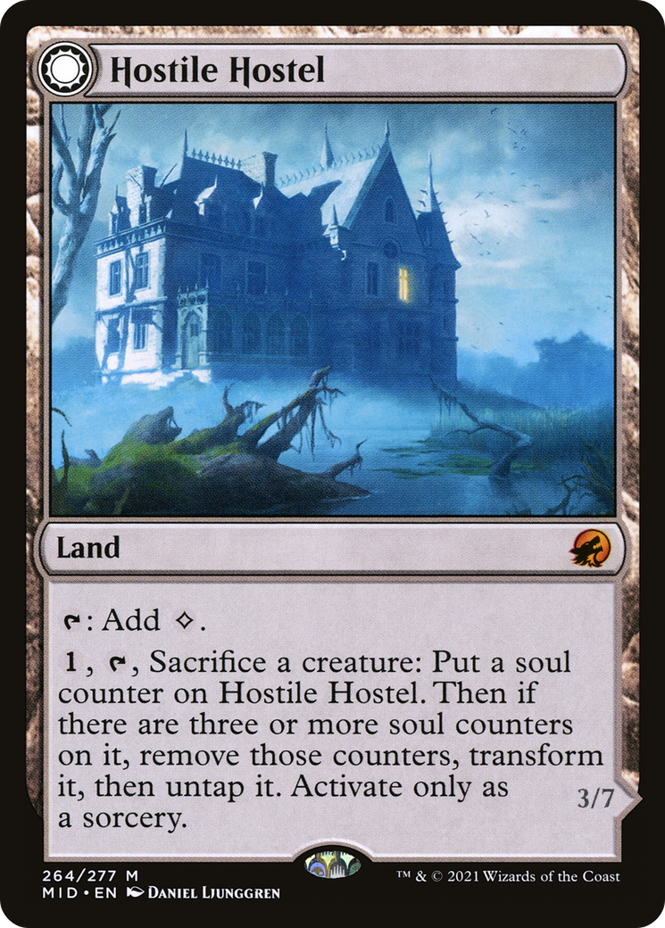 Hostile Hostel // Creeping Inn (MID-264) - mythic: (Double Faced Transform) - Foil