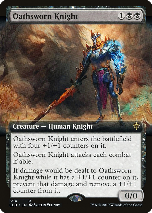 Oathsworn Knight (ELD-354) - rare: (Extended Art) - Foil