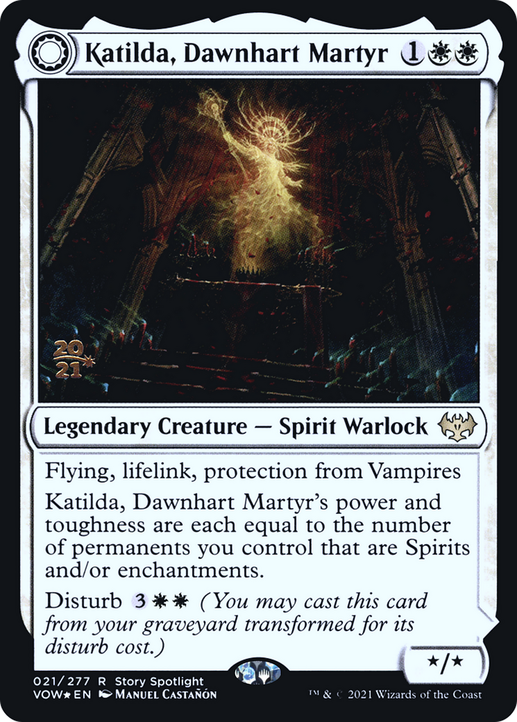 Katilda, Dawnhart Martyr // Katilda's Rising Dawn (PRE-21S) - rare: (Double Faced Transform) - Foil
