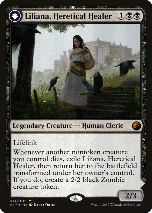 Liliana, Heretical Healer // Liliana, Defiant Necromancer (V17-014) - mythic: (originpwdfc) - Foil