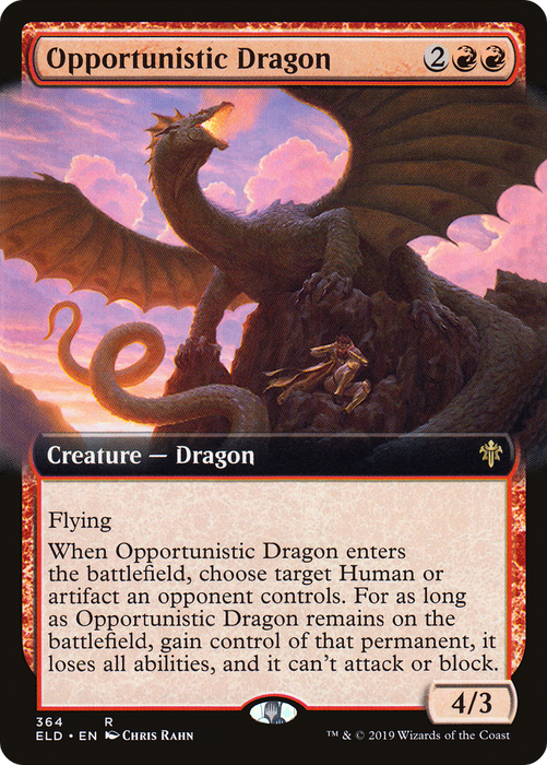 Opportunistic Dragon (ELD-364) - rare: (Extended Art) - Foil