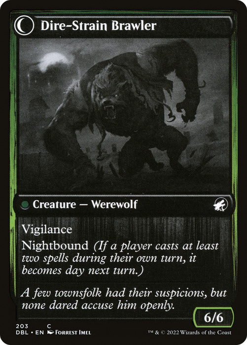 Tireless Hauler // Dire-Strain Brawler (DBL-203) - common: (Double Faced Transform) - Foil