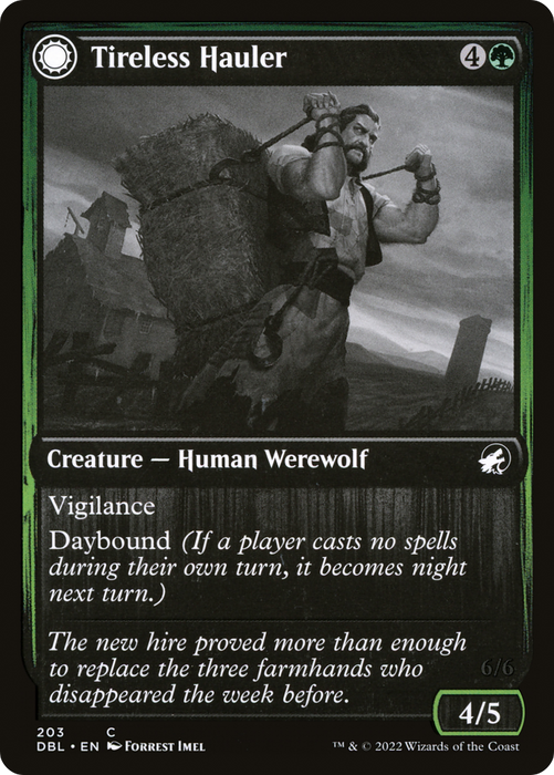 Tireless Hauler // Dire-Strain Brawler (DBL-203) - common: (Double Faced Transform) - Foil