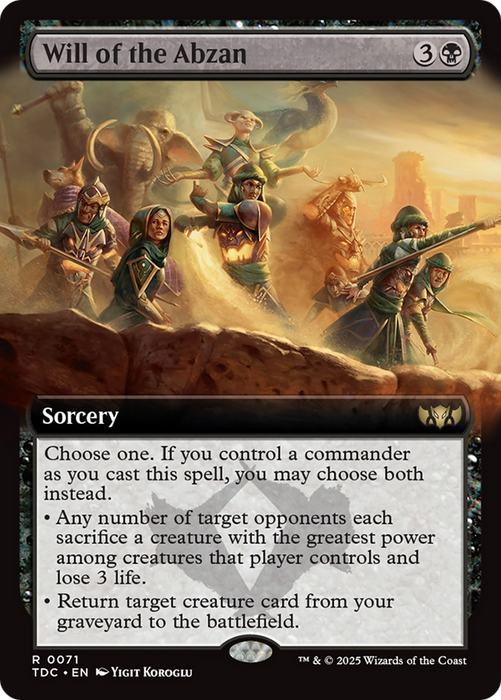 Will of the Abzan (TDC-071) - rare: (Extended Art)