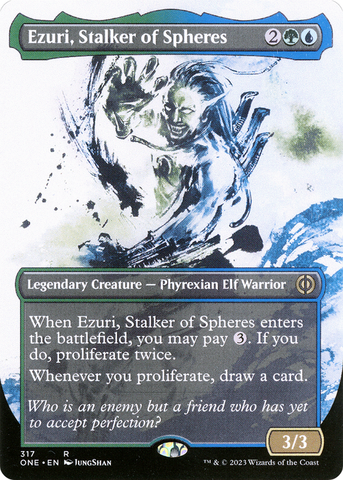 Ezuri, Stalker of Spheres (ONE-317) - rare: (Showcase) (Borderless)