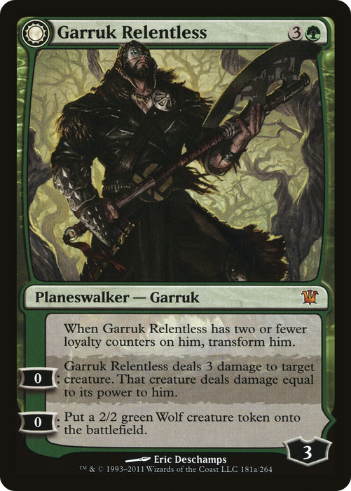 Garruk Relentless // Garruk, the Veil-Cursed (ISD-181) - mythic: (Double Faced Transform) - Foil