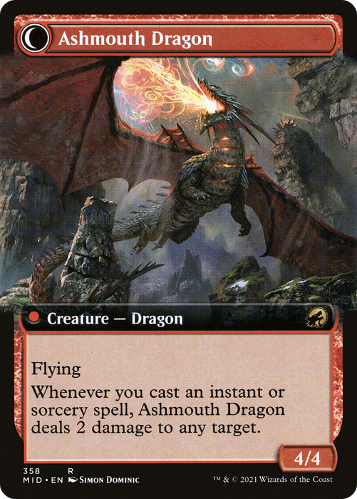 Smoldering Egg // Ashmouth Dragon (MID-358) - rare: (Extended Art, Double Faced Transform) - Foil
