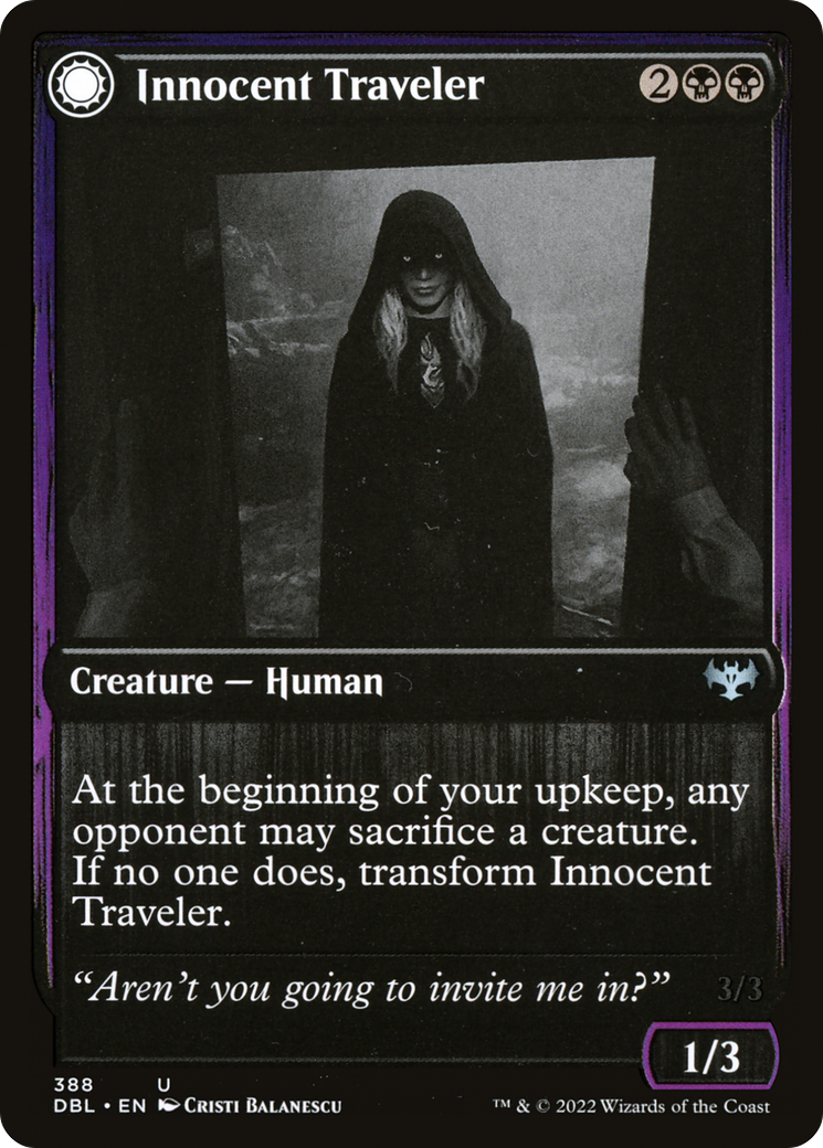 Innocent Traveler // Malicious Invader (DBL-388) - uncommon: (Double Faced Transform)