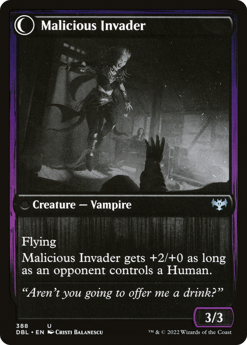 Innocent Traveler // Malicious Invader (DBL-388) - uncommon: (Double Faced Transform) - Foil