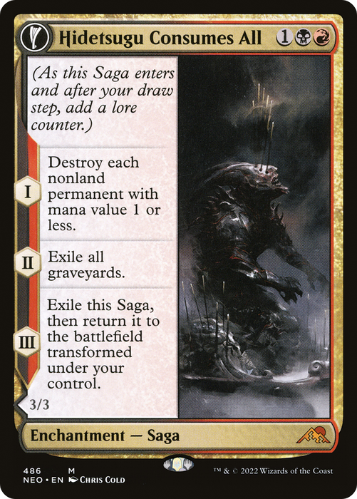 Hidetsugu Consumes All // Vessel of the All-Consuming (NEO-486) - mythic: (Extended Art, fandfc, enchantment)