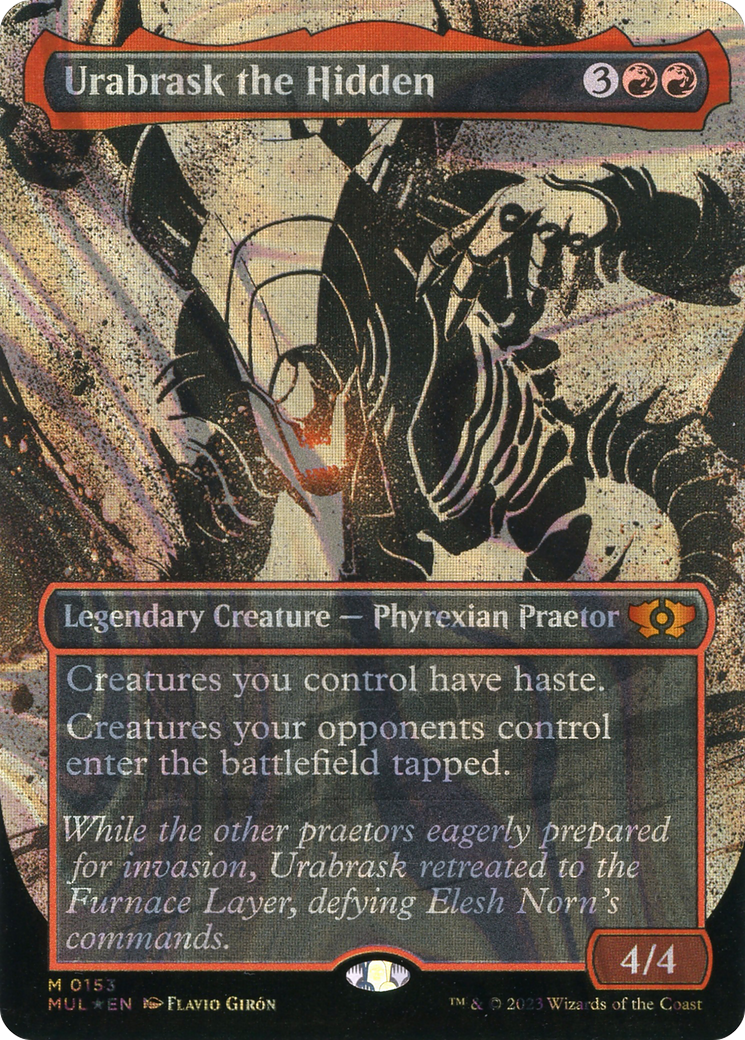 Urabrask the Hidden (MUL-153) - mythic: (Showcase) (Borderless) - Foil