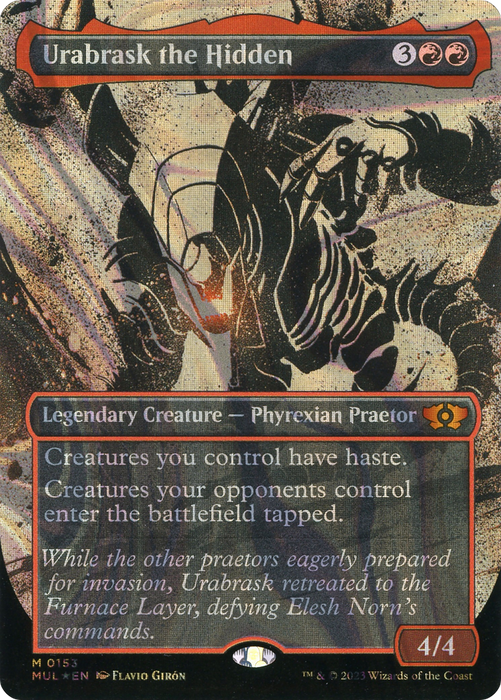 Urabrask the Hidden (MUL-153) - mythic: (Showcase) (Borderless) - Foil