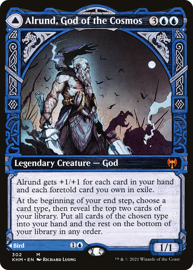 Alrund, God of the Cosmos // Hakka, Whispering Raven (KHM-302) - mythic: (Showcase)