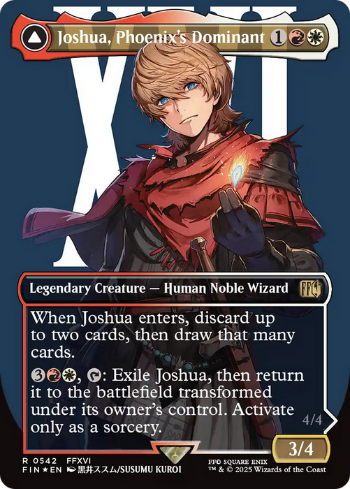 Joshua, Phoenix's Dominant // Phoenix, Warden of Fire (FIN-542) - rare: (enchantment) (Borderless) - Foil