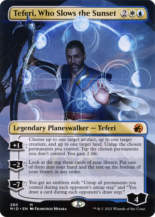 Teferi, Who Slows the Sunset (MID-280) - mythic (Borderless) - Foil