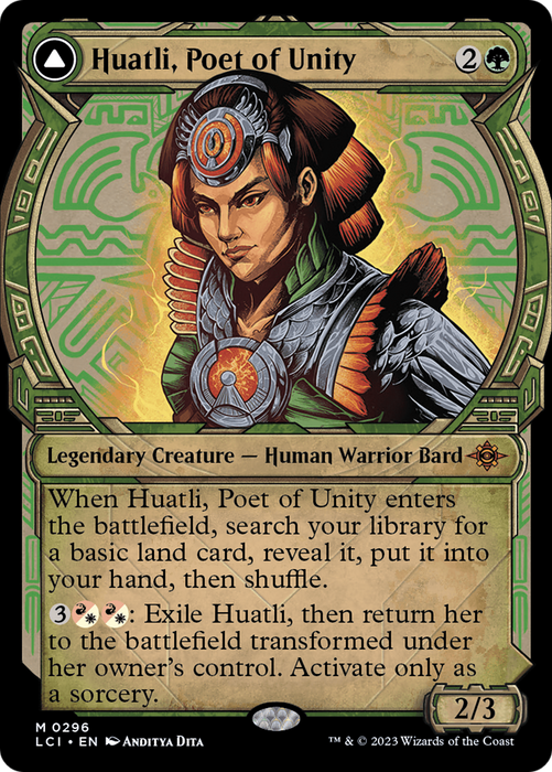 Huatli, Poet of Unity // Roar of the Fifth People (LCI-296) - mythic: (Showcase) - Foil