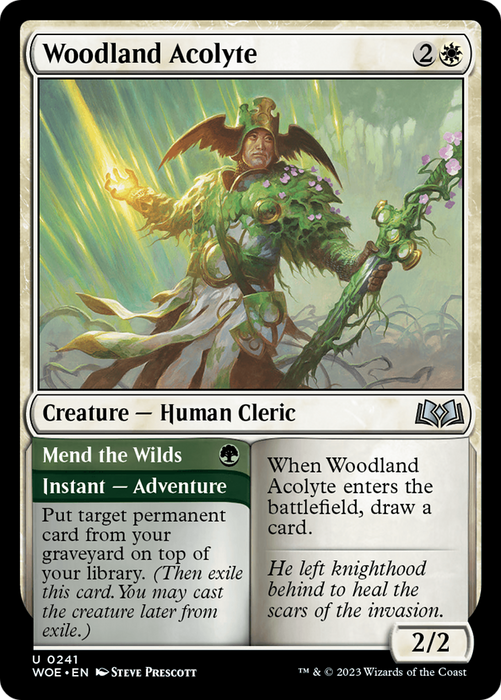 Woodland Acolyte // Mend the Wilds (WOE-241) - uncommon - Foil