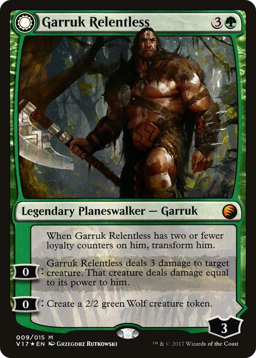 Garruk Relentless // Garruk, the Veil-Cursed (V17-009) - mythic: (Double Faced Transform) - Foil