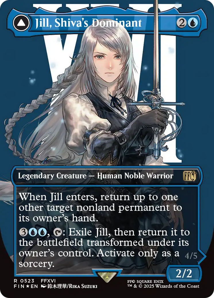 Jill, Shiva's Dominant // Shiva, Warden of Ice (FIN-523) - rare: (enchantment) (Borderless) - Foil