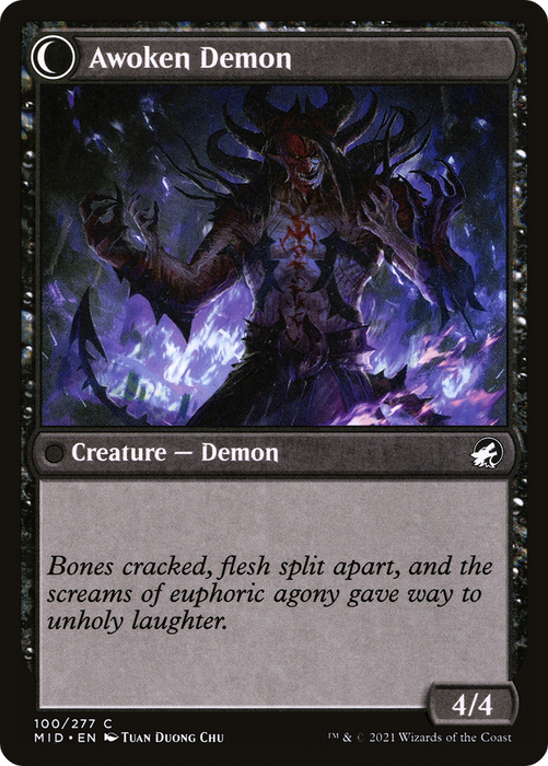 Ecstatic Awakener // Awoken Demon (MID-100) - common: (Double Faced Transform)