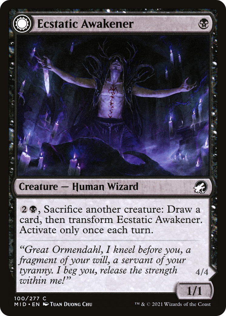 Ecstatic Awakener // Awoken Demon (MID-100) - common: (Double Faced Transform) - Foil
